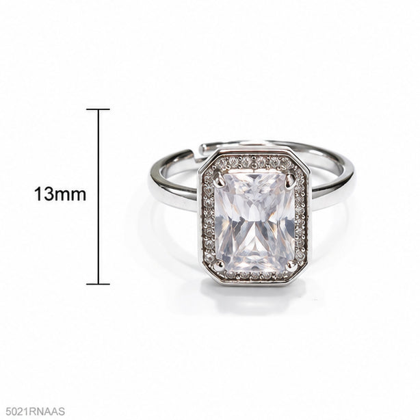 Silver Solitaire Crystal Ring
