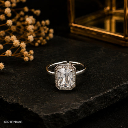 Silver Solitaire Crystal Ring