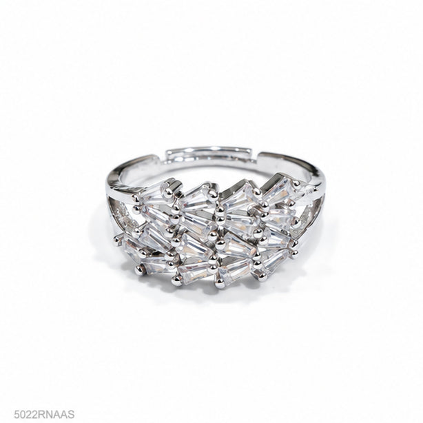 Silver Triple Crystal Ring