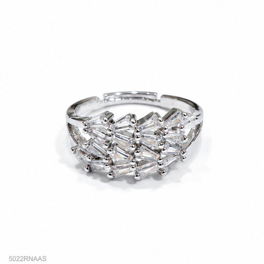 Silver Triple Crystal Ring