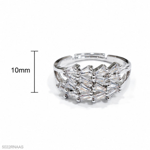 Silver Triple Crystal Ring
