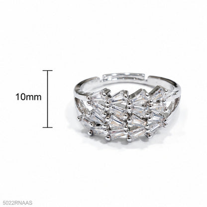 Silver Triple Crystal Ring