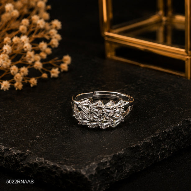 Silver Triple Crystal Ring