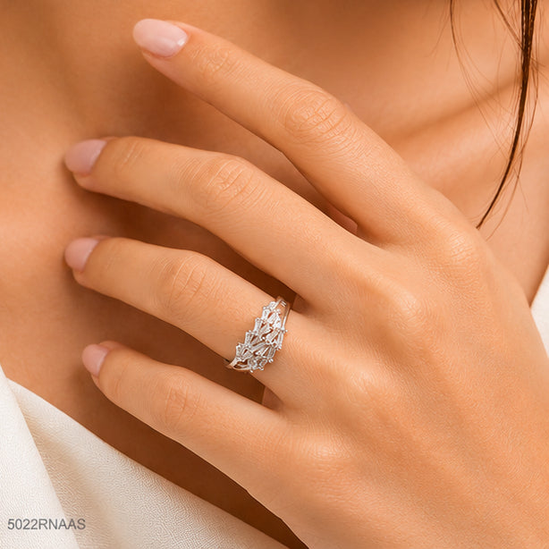Silver Triple Crystal Ring