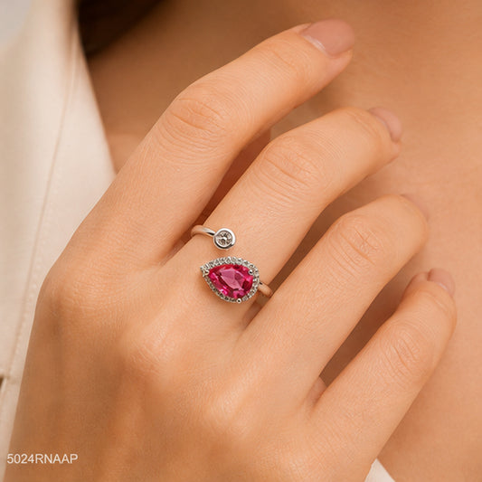 Pink Teardrop Crystal Ring