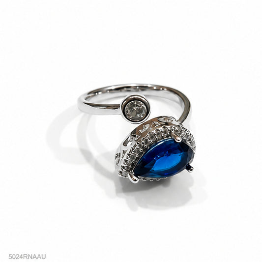 Blue Teardrop Crystal Ring