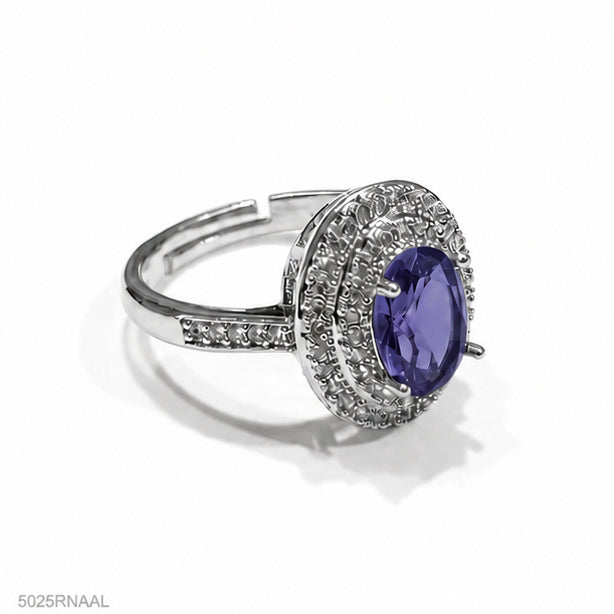 Purple Oval Halo Ring