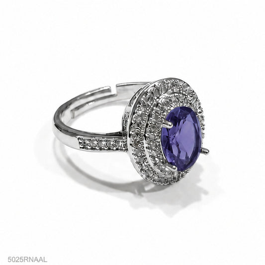 Purple Oval Halo Ring