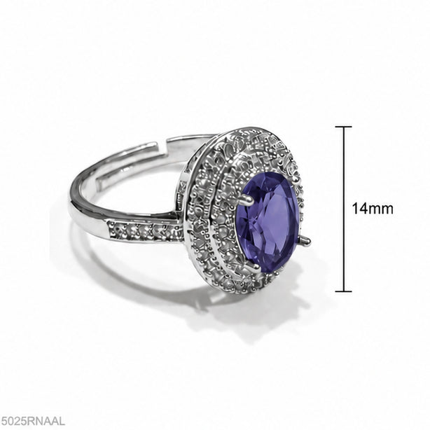 Purple Oval Halo Ring