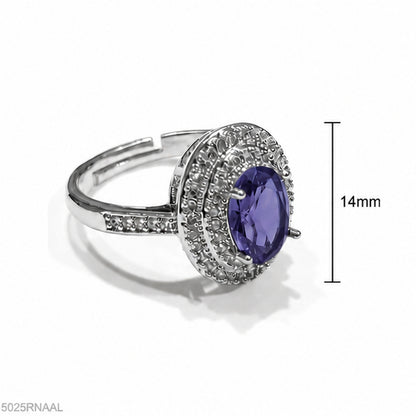 Purple Oval Halo Ring