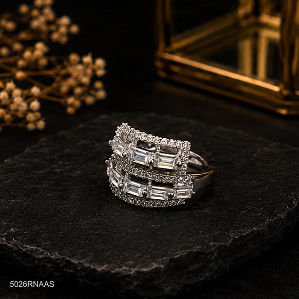 Silver Multi-Stone Crystal Ring