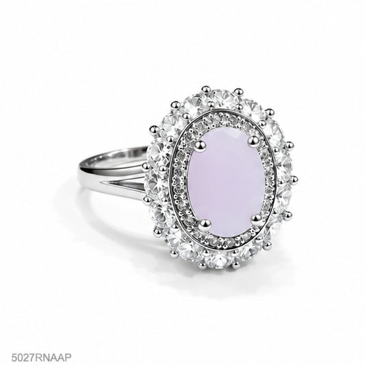Pink Oval Halo Ring
