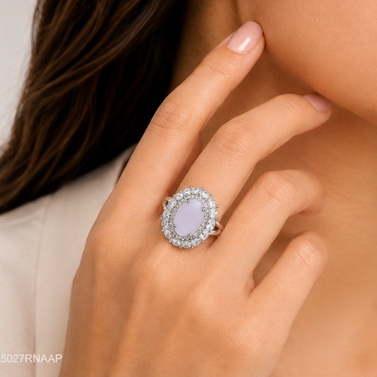 Pink Oval Halo Ring
