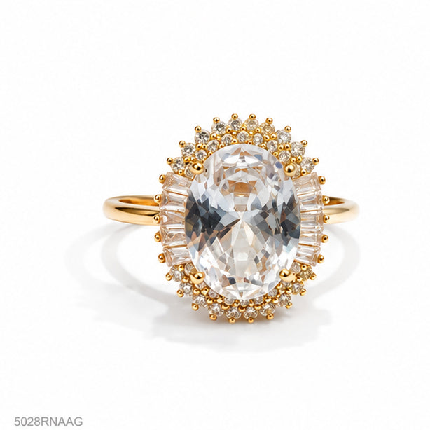 Clear Oval Golden Ring
