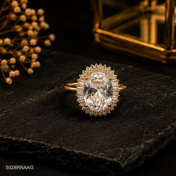 Clear Oval Golden Ring