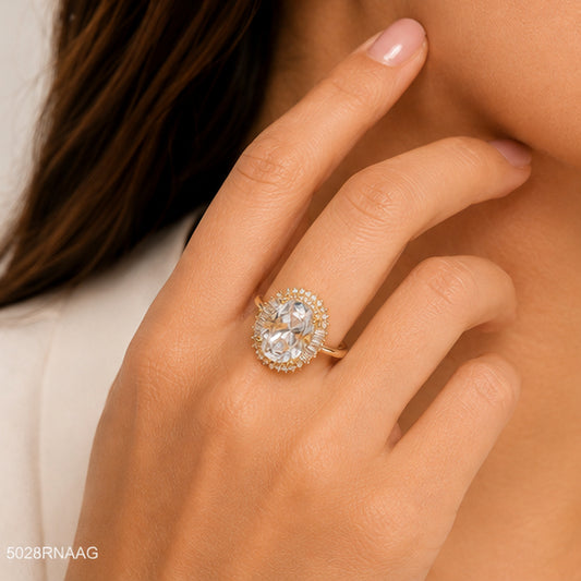 Clear Oval Golden Ring