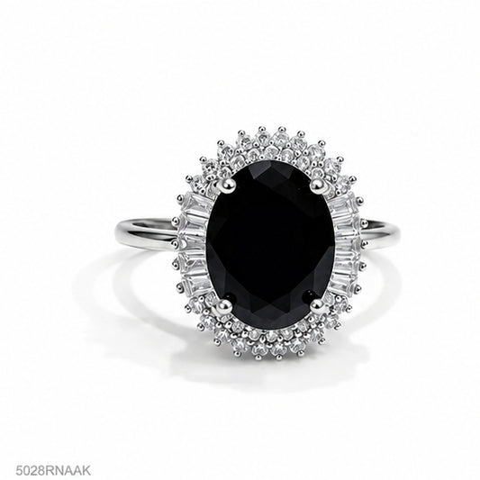Black Oval Halo Ring