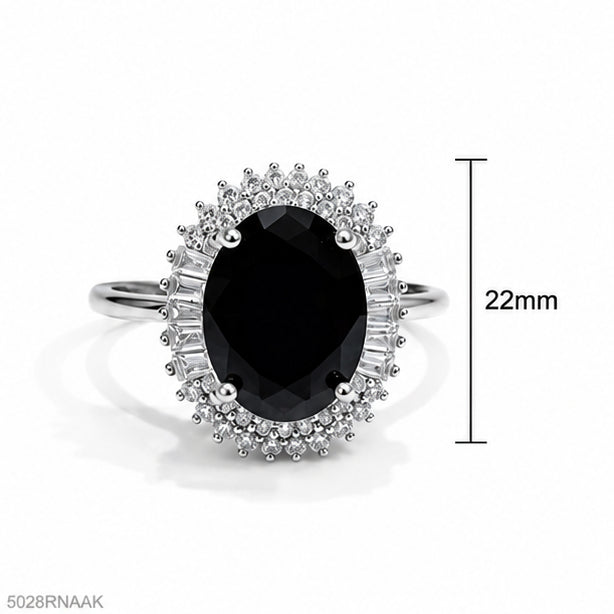 Black Oval Halo Ring