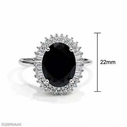 Black Oval Halo Ring