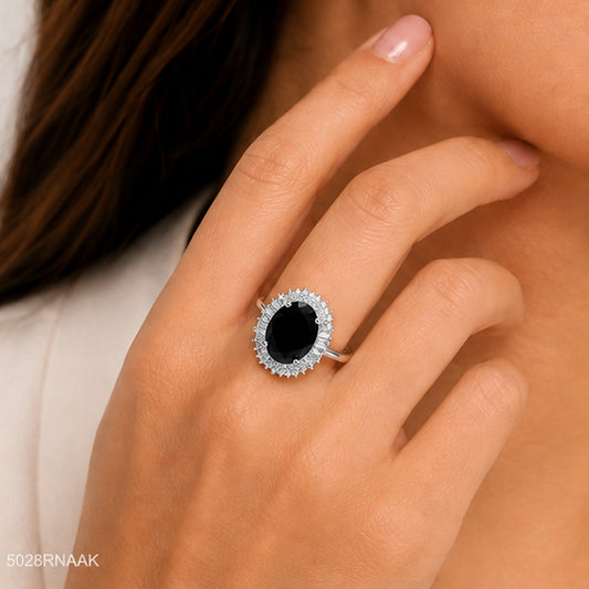 Black Oval Halo Ring