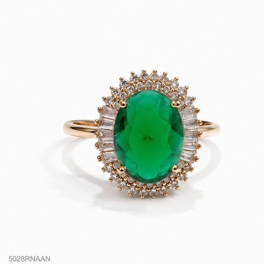 Green Oval Golden Ring
