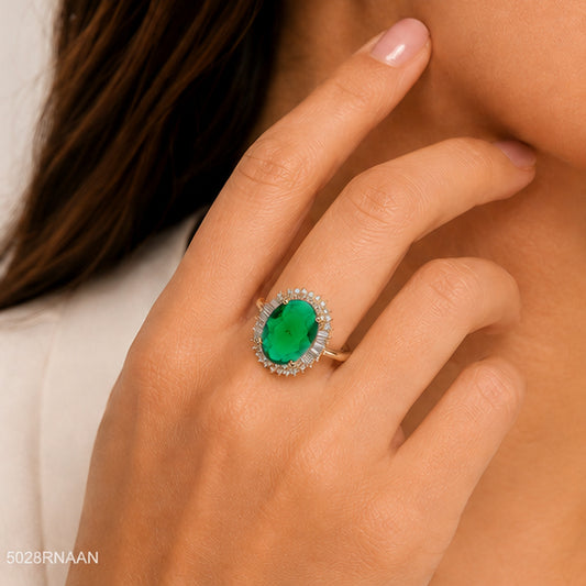 Green Oval Golden Ring