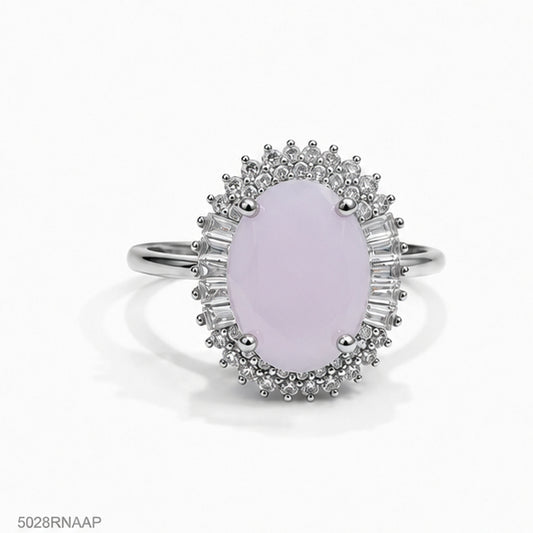 Pink Oval Halo Ring