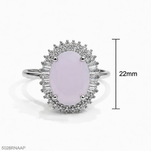 Pink Oval Halo Ring
