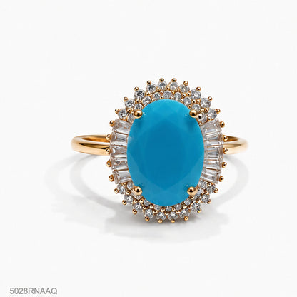 Turquoise Oval Halo Ring