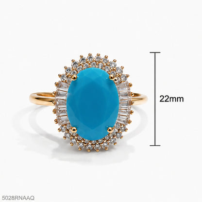 Turquoise Oval Halo Ring