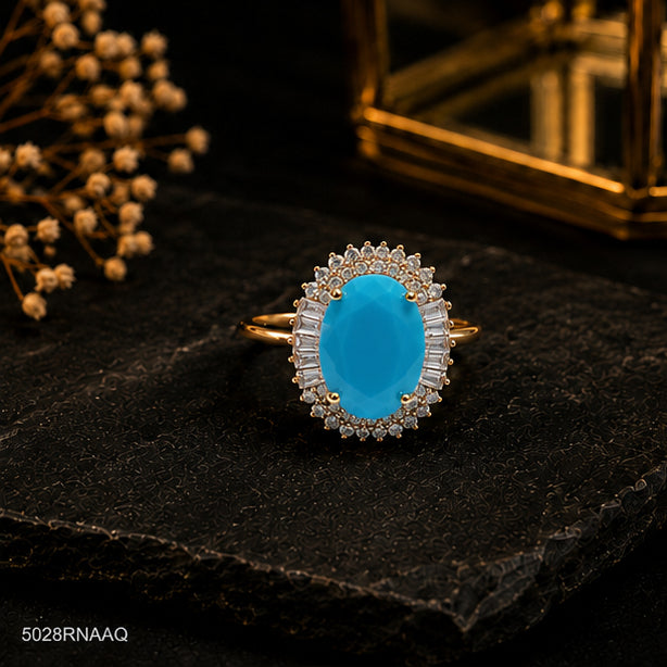 Turquoise Oval Halo Ring