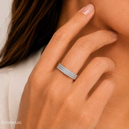 Silver Crystal Band Ring