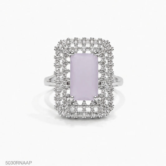 Pink Rectangle Halo Ring
