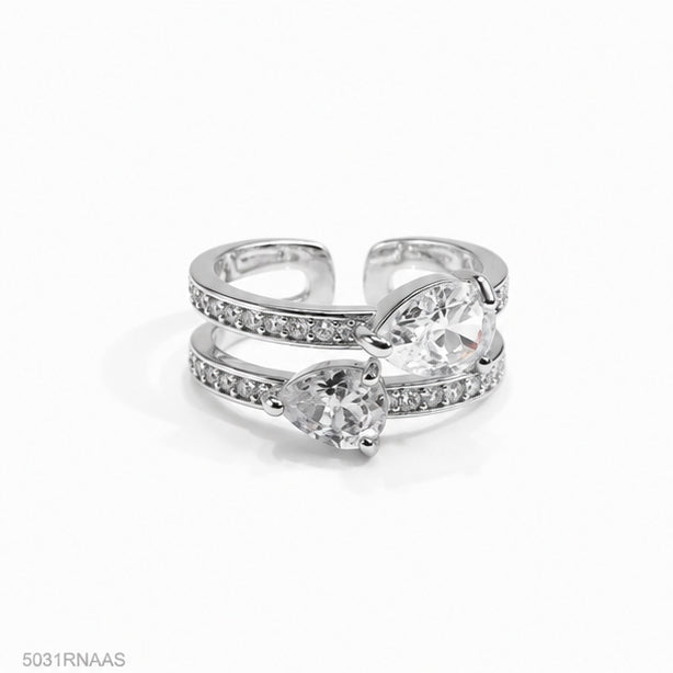Silver Solitaire Crystal Ring