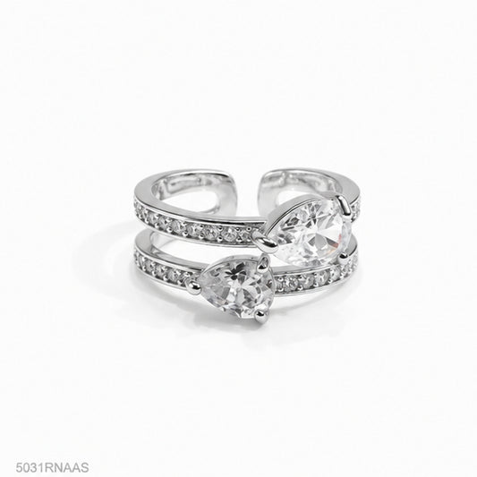 Silver Solitaire Crystal Ring