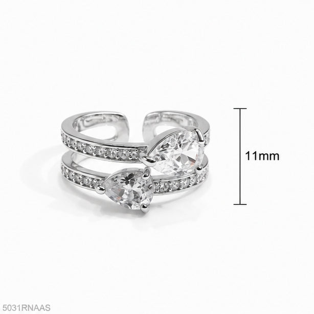 Silver Solitaire Crystal Ring