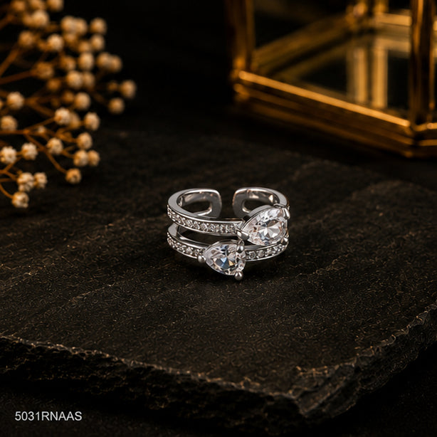Silver Solitaire Crystal Ring