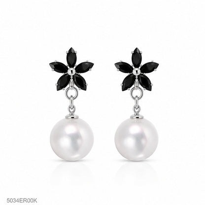 Black Floral Drop Earrings