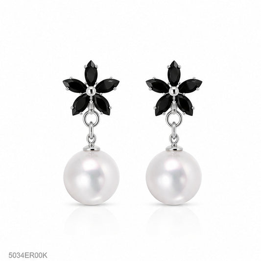 Black Floral Drop Earrings