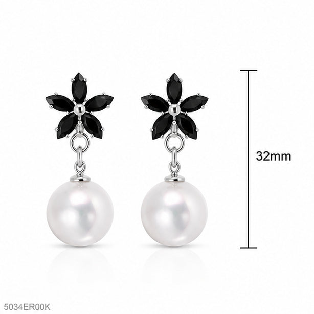 Black Floral Drop Earrings