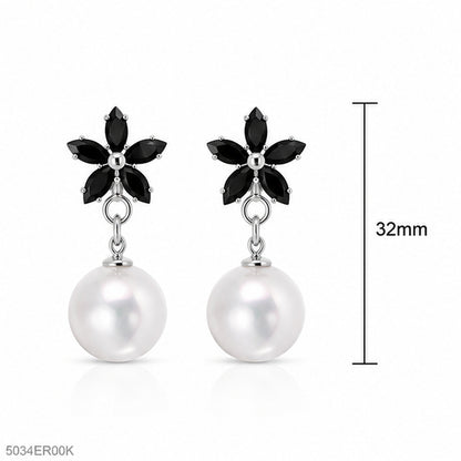 Black Floral Drop Earrings