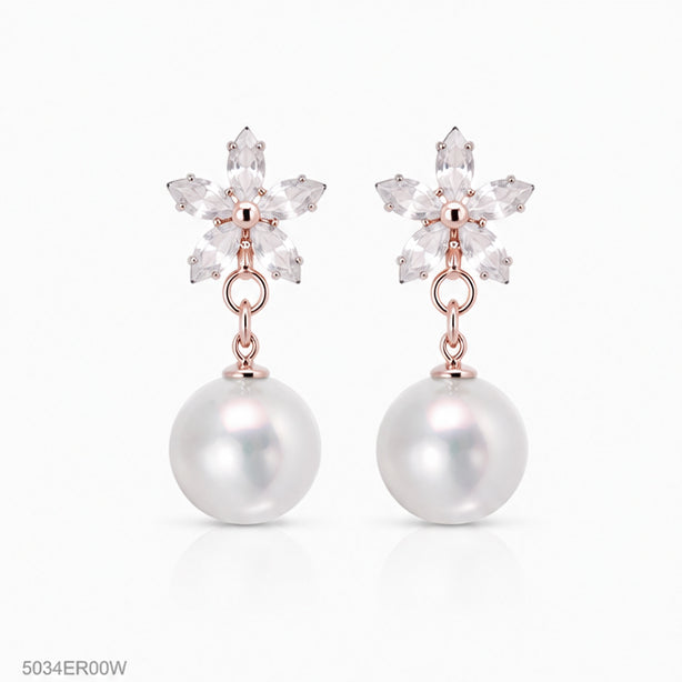 White Pearl Drop Earrings