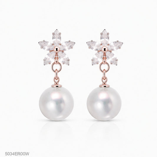 White Pearl Drop Earrings