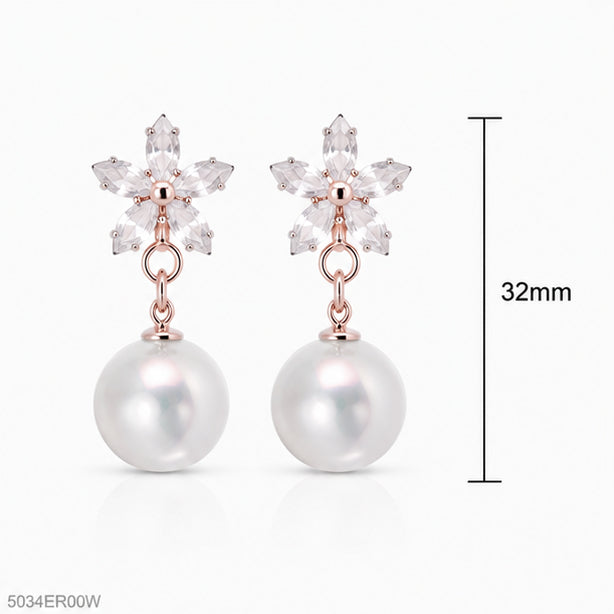 White Pearl Drop Earrings