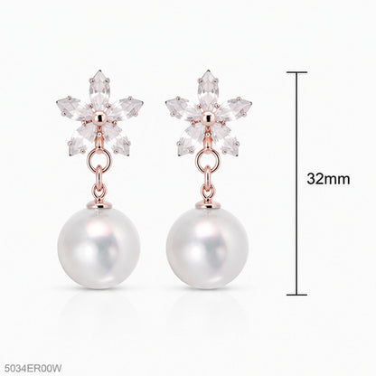 White Pearl Drop Earrings