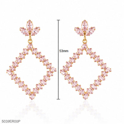 Pink Crystal Geometric Earrings