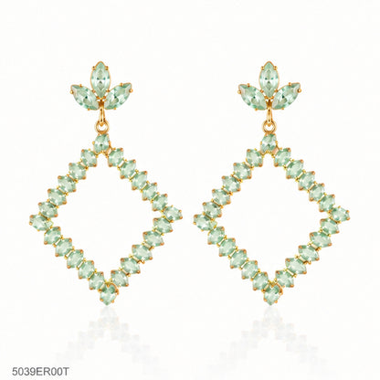 Mint Crystal Geometric Earrings
