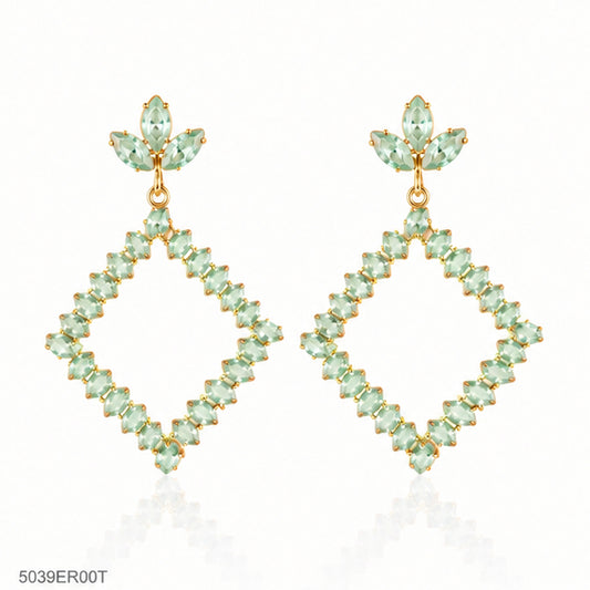 Mint Crystal Geometric Earrings