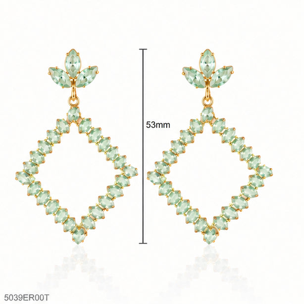 Mint Crystal Geometric Earrings