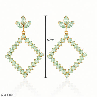Mint Crystal Geometric Earrings